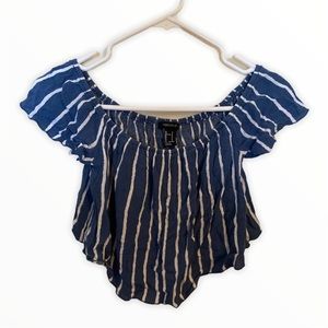 Stripe off the shoulder crop top